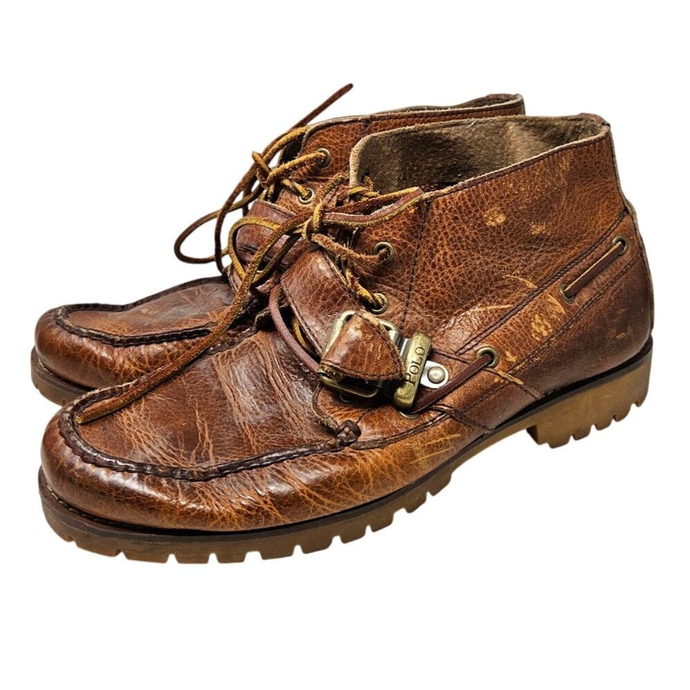 Polo Ralph Lauren 9 Rumford Brown Leather Chukka Boot Gorpcore Casual Cabin